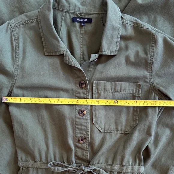 Madewell Olive Green Short-Sleeve Cropped Wide Leg Utility Jumpsuit - Picture 4 of 7